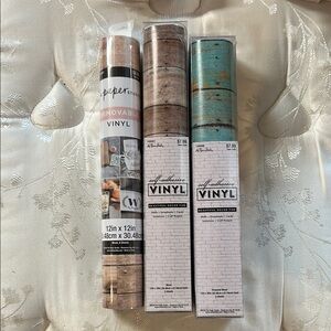 The Paper Studio Removable Vinyl Roll Set - Brown and Turquoise Wood Grain